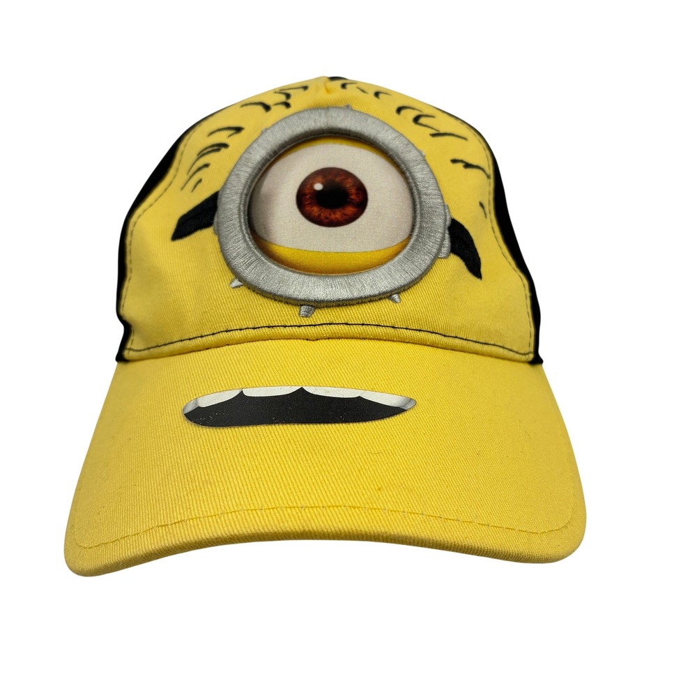 Despicable Me Minion Made Yellow Black Snapback Hat 3D Eye One Eyed Stuart Cap
